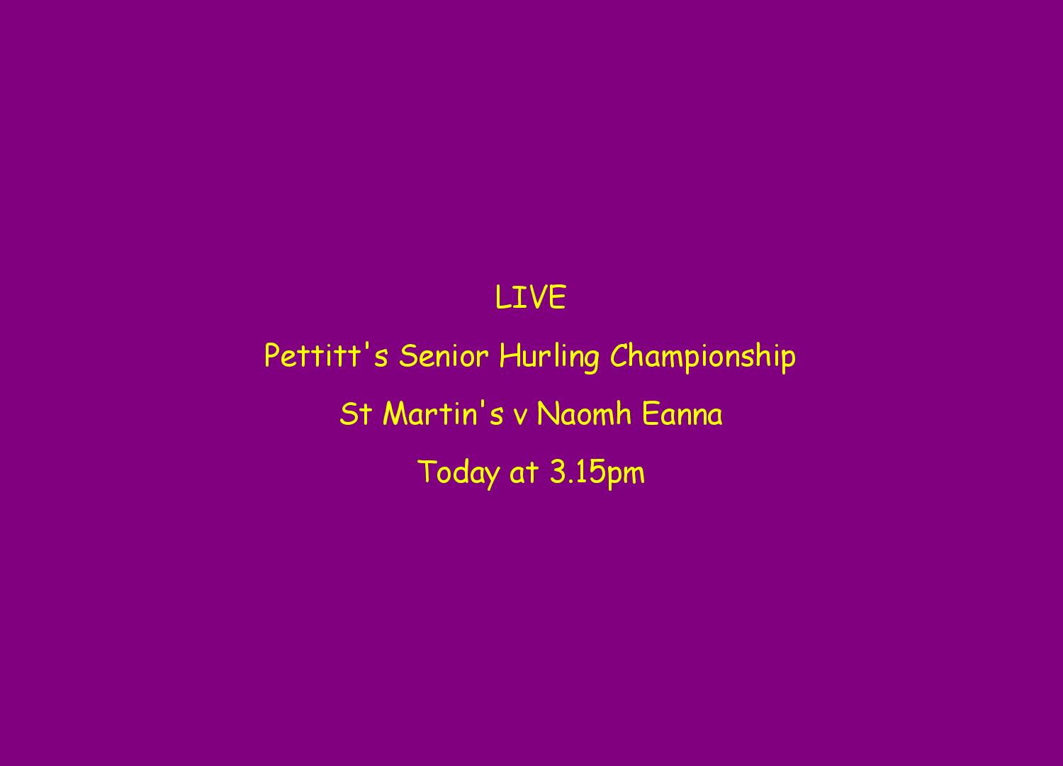 Read more about the article LIVE- Senior Hurling Final- St Martin’s v Naomh Eanna