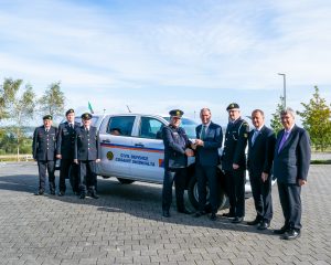 Read more about the article Minister Kehoe presents jeep to Wexford Civil Defence